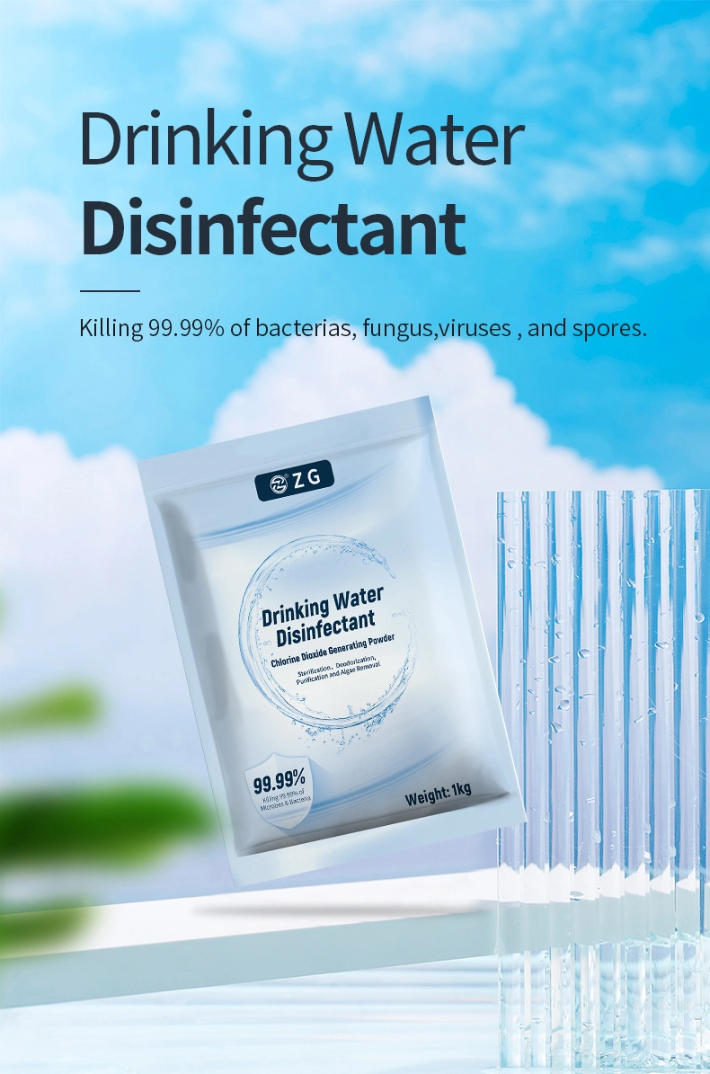 Chlorine Dioxide Drinking Water Powder Disinfectant for Elimination of Bacteria, Germs, Spores and Microorganisms